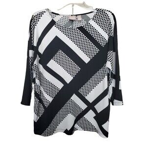 Chico's Geometric Stretchy Cold Shoulder Tunic Size 2 Large